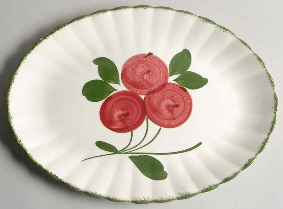 Apple Trio 13" Oval Serving Platter by Blue Ridge Southern Pottery-1