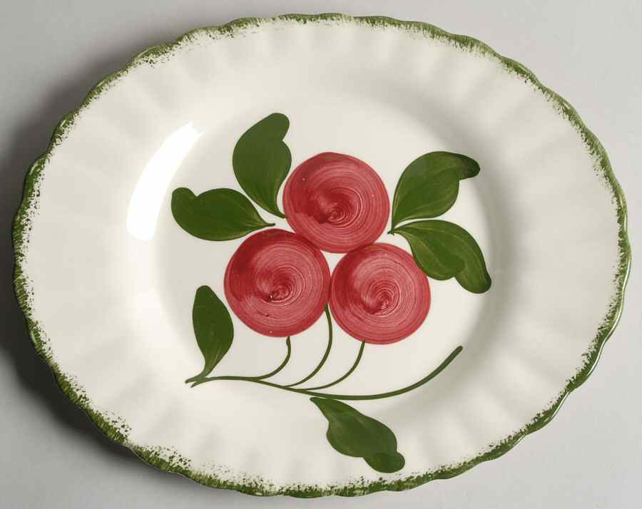 Apple Trio 11" Oval Serving Platter by Blue Ridge Southern Pottery-1