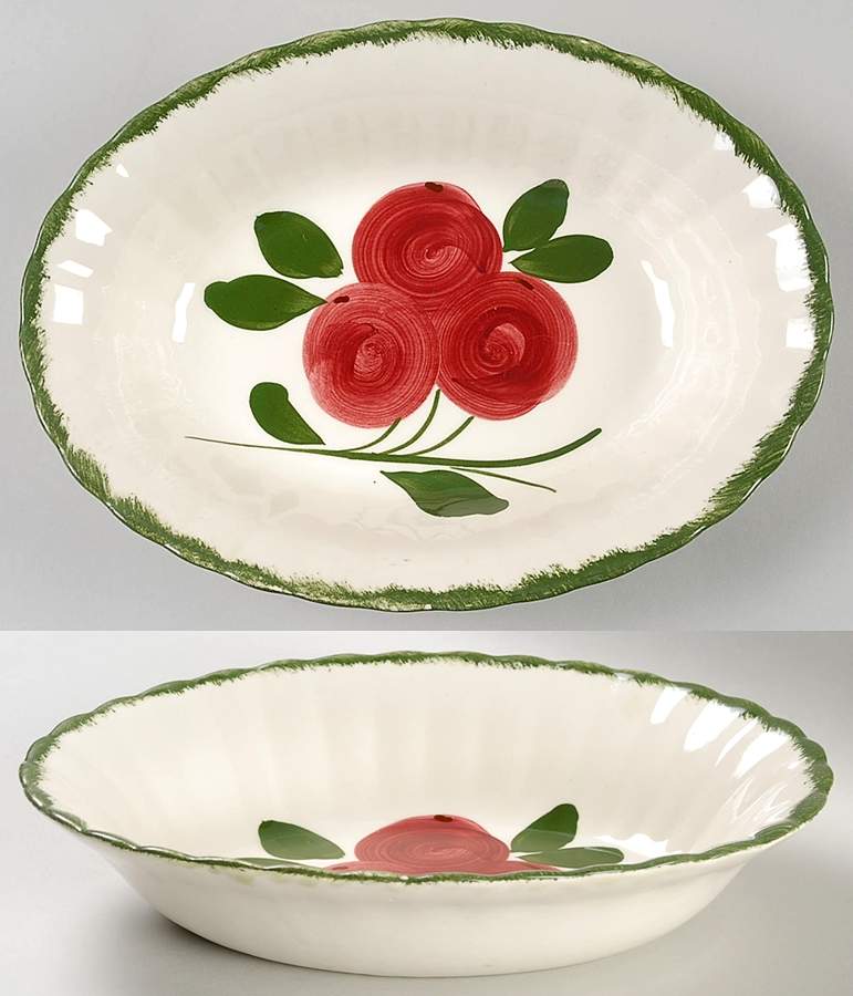 Apple Trio 9" Oval Vegetable Bowl by Blue Ridge Southern Pottery-1
