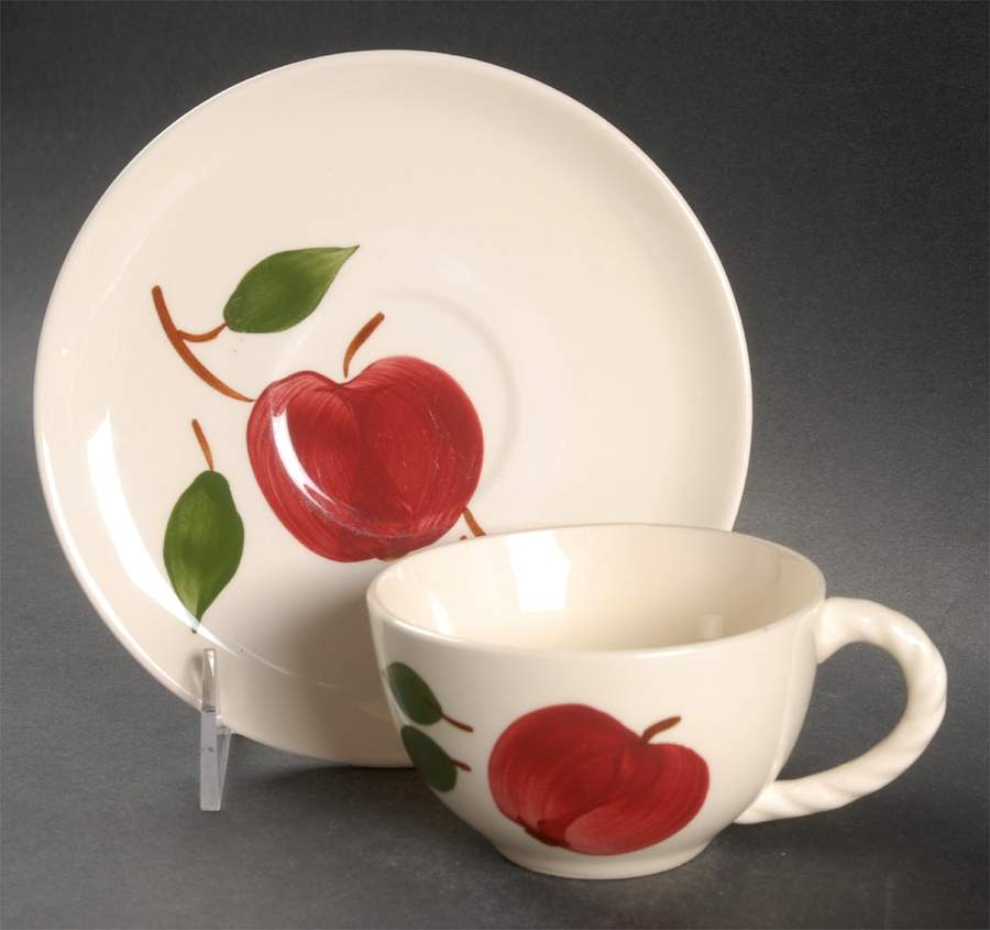 Arlington Apple Flat Cup & Saucer Set by Blue Ridge Southern Pottery-1