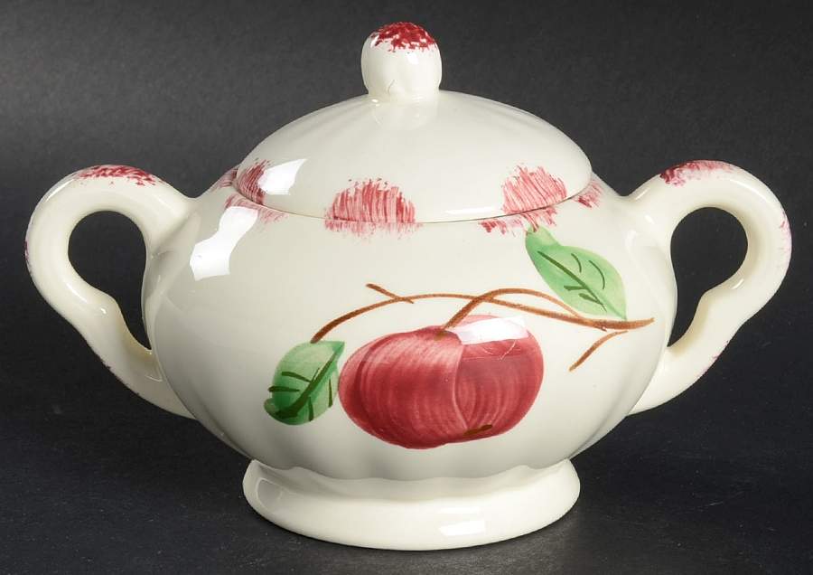 Autumn Apple Sugar Bowl & Lid by Blue Ridge Southern Pottery-1