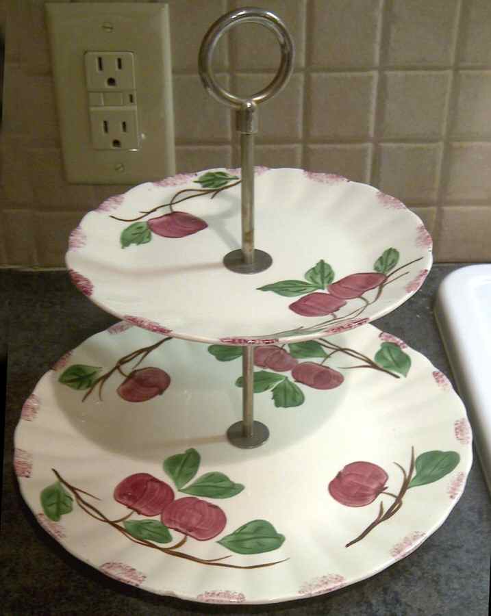 Autumn Apple 2 Tiered Serving Tray (Dinner & Salad Plate) by Blue Ridge Southern Pottery-1