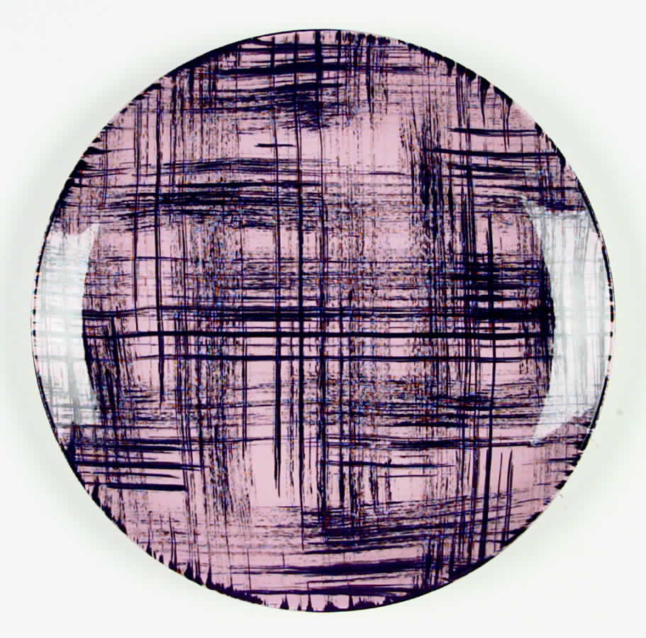 Basketweave Pink Dinner Plate by Blue Ridge Southern Pottery-1