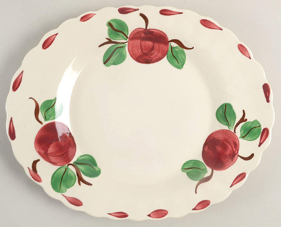 Beaded Apple 11" Oval Serving Platter by Blue Ridge Southern Pottery-1