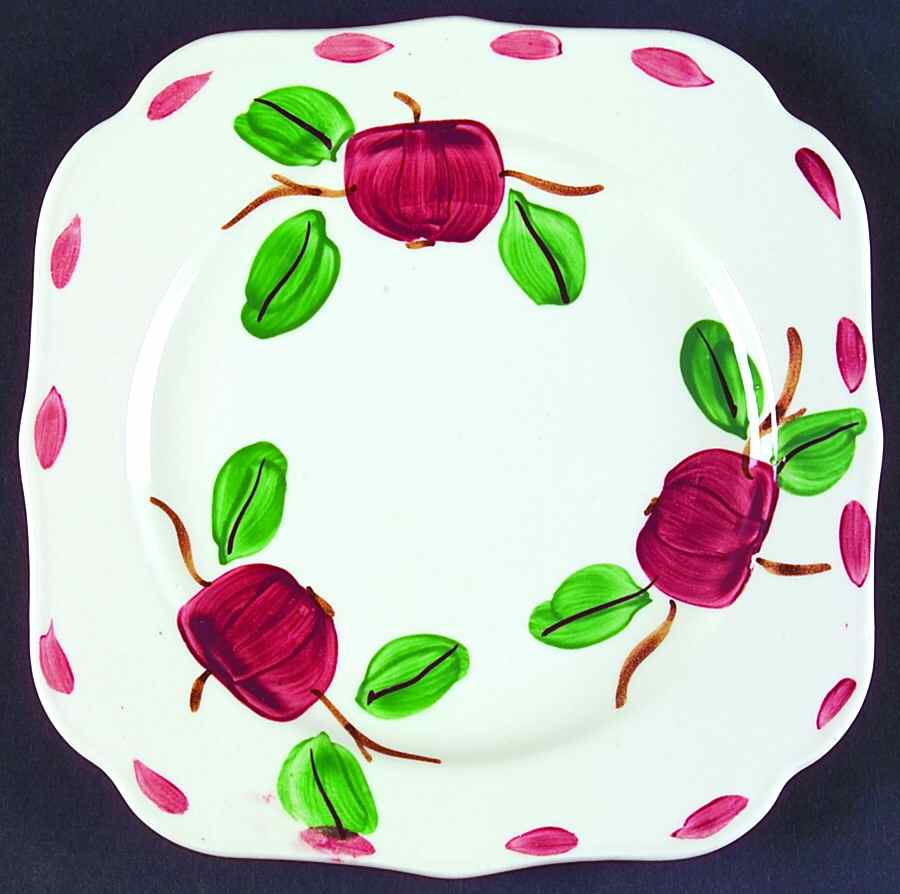 Beaded Apple Square Salad Plate by Blue Ridge Southern Pottery-1