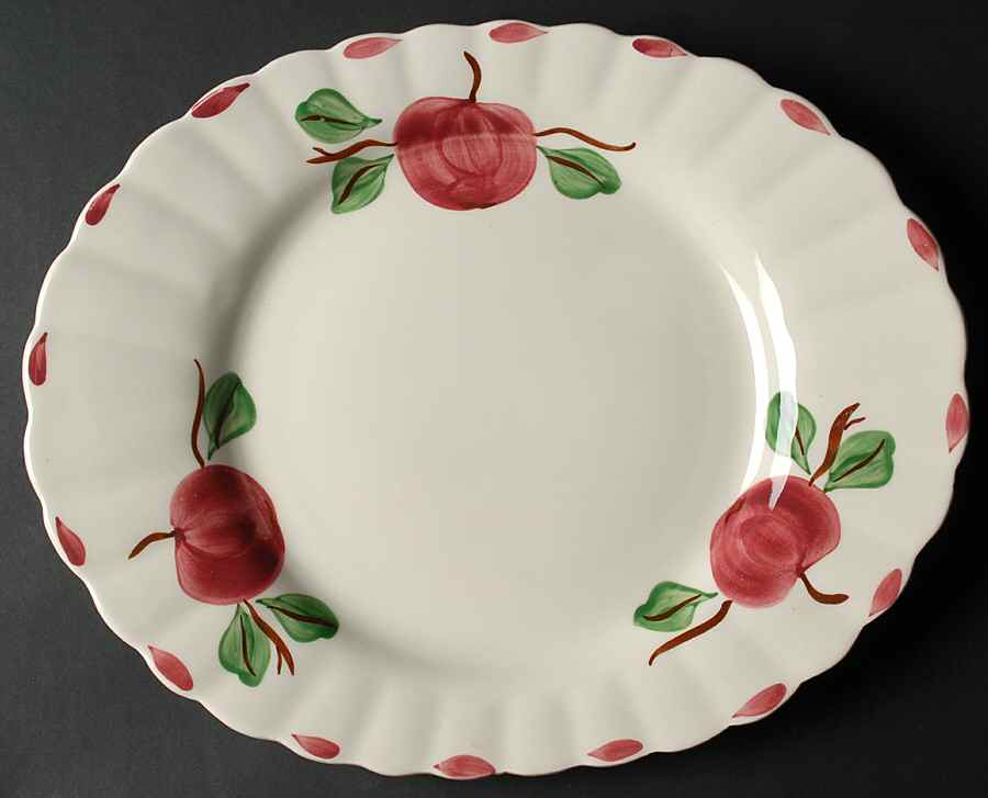 Beaded Apple 14" Oval Serving Platter by Blue Ridge Southern Pottery-1