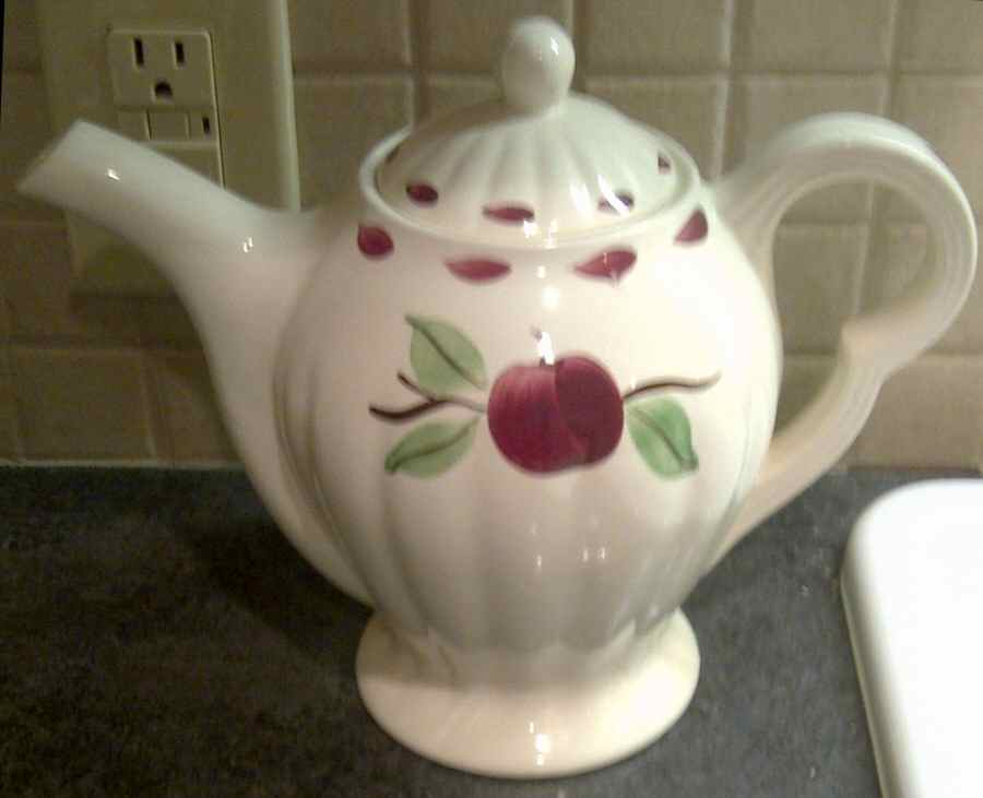 Beaded Apple Teapot & Lid by Blue Ridge Southern Pottery-1