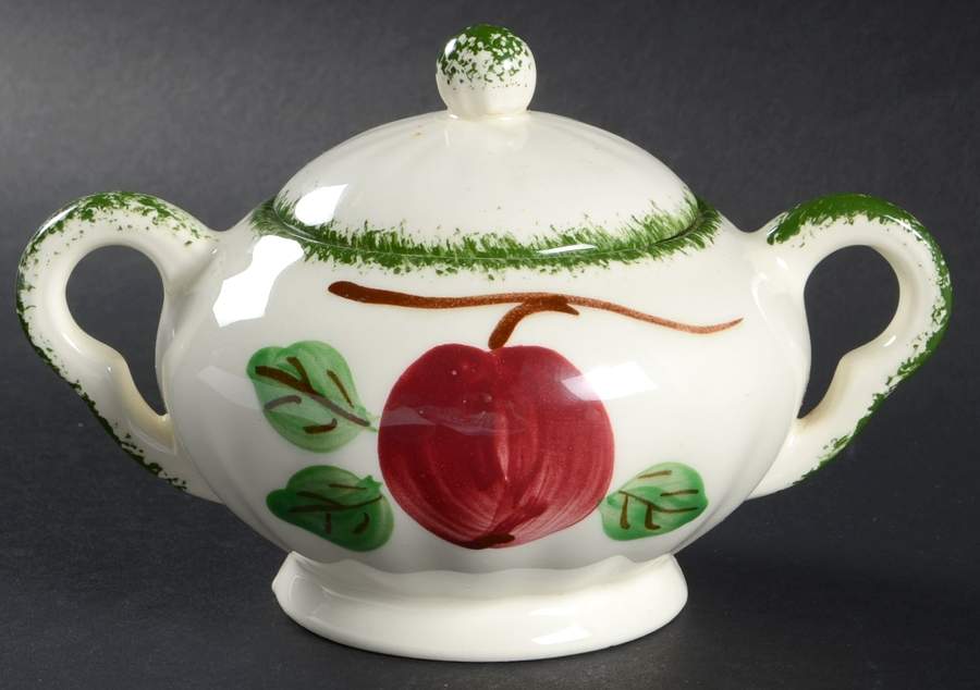 Big Apple Sugar Bowl & Lid by Blue Ridge Southern Pottery-1