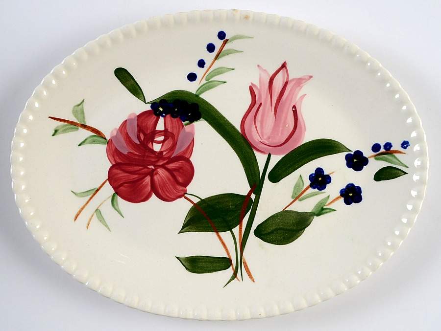 Bluebell Bouquet 11" Oval Serving Platter by Blue Ridge Southern Pottery-1