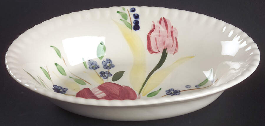 Bluebell Bouquet 9" Oval Vegetable Bowl by Blue Ridge Southern Pottery-1