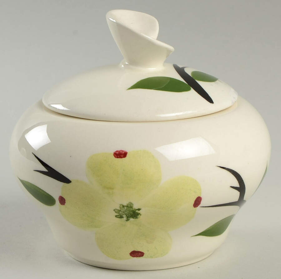 Dixie Dogwood Sugar Bowl & Lid by Blue Ridge Southern Pottery-1