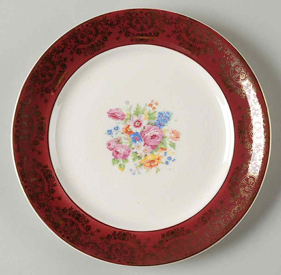 Burgundy Chain Salad Plate by Blue Ridge Southern Pottery-1
