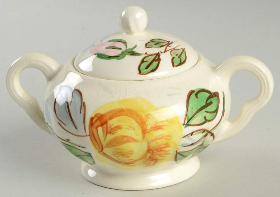 Carol's Roses Sugar Bowl & Lid by Blue Ridge Southern Pottery-1