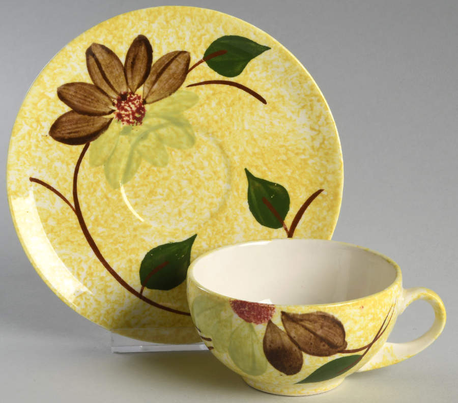 Cheerio Flat Cup & Saucer Set by Blue Ridge Southern Pottery-1