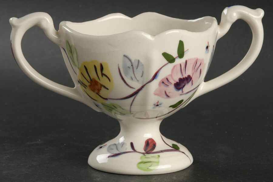 Chintz Pedestal Open Sugar Bowl by Blue Ridge Southern Pottery-1