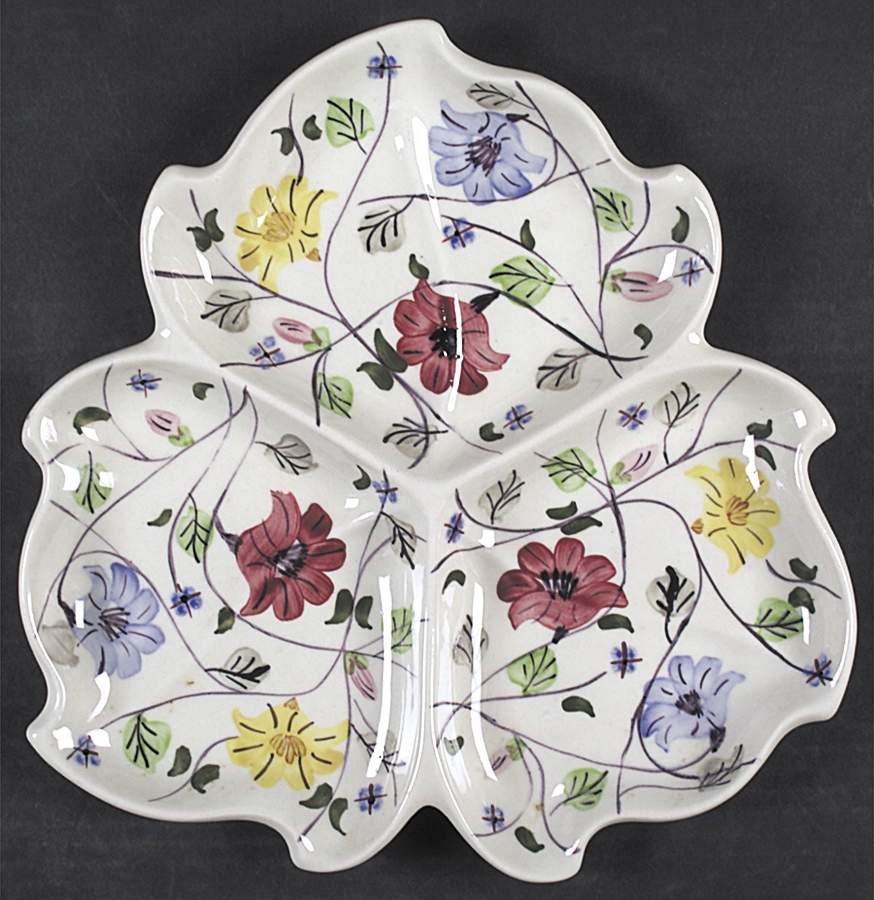 Chintz 3-Part Martha Snack Tray by Blue Ridge Southern Pottery-1