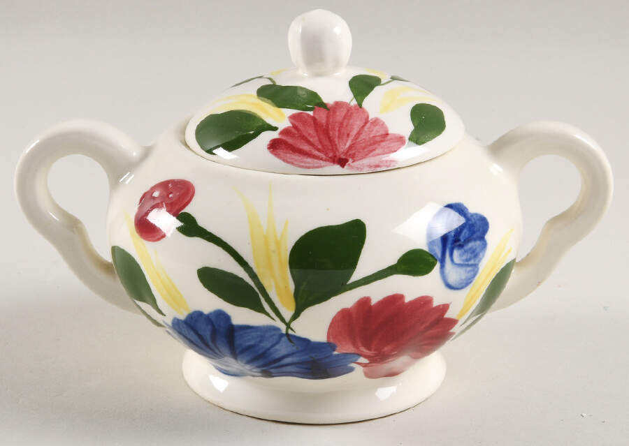 Chrysanthemum Sugar Bowl & Lid by Blue Ridge Southern Pottery-1