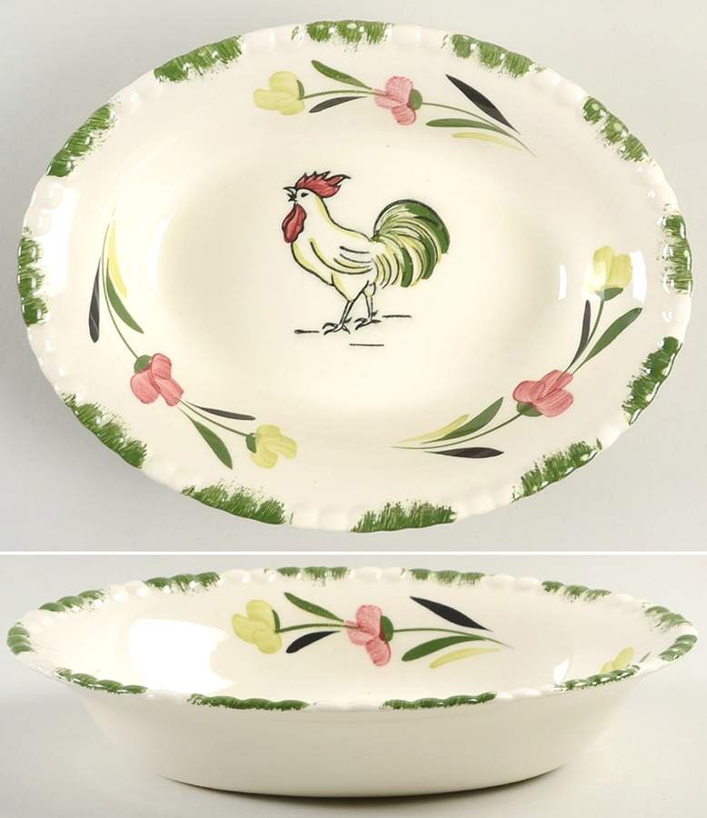 Cock o' the Walk 9" Oval Vegetable Bowl by Blue Ridge Southern Pottery-1