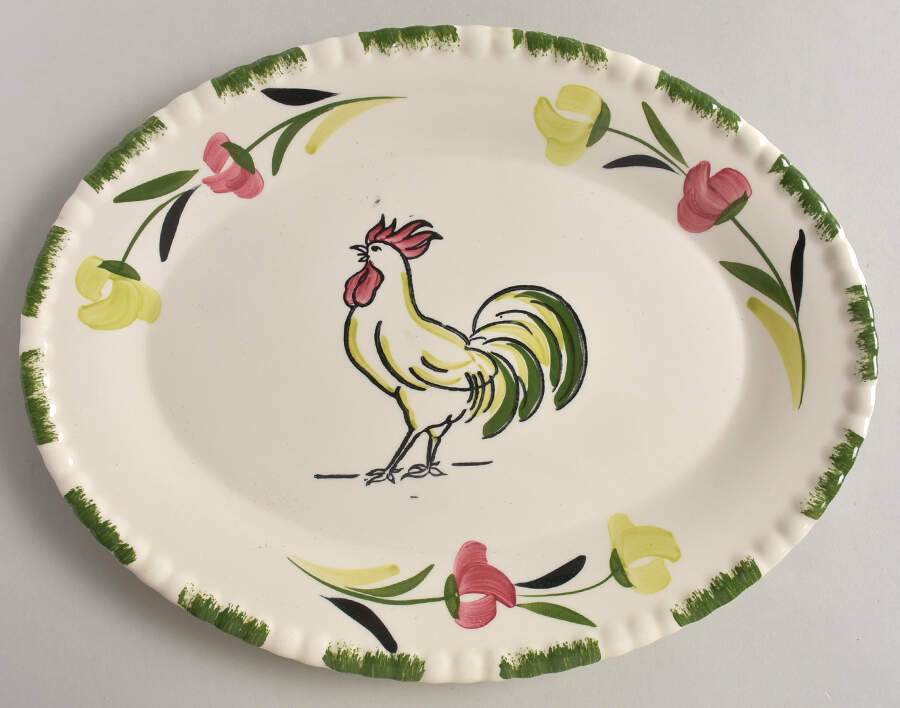 Cock o' the Walk 13" Oval Serving Platter by Blue Ridge Southern Pottery-1