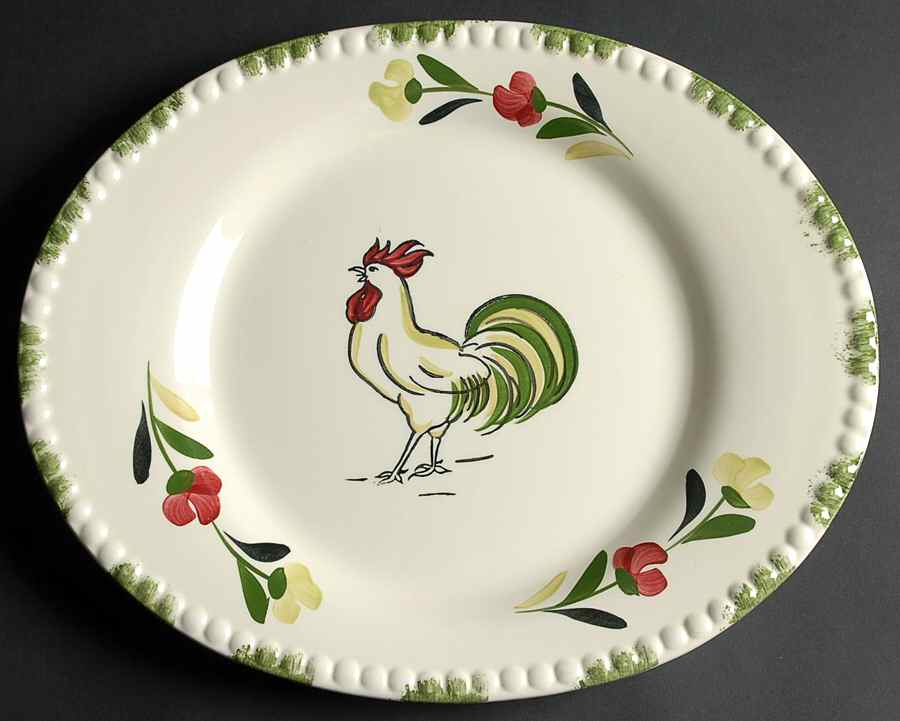 Cock o' the Walk 14" Oval Serving Platter by Blue Ridge Southern Pottery-1