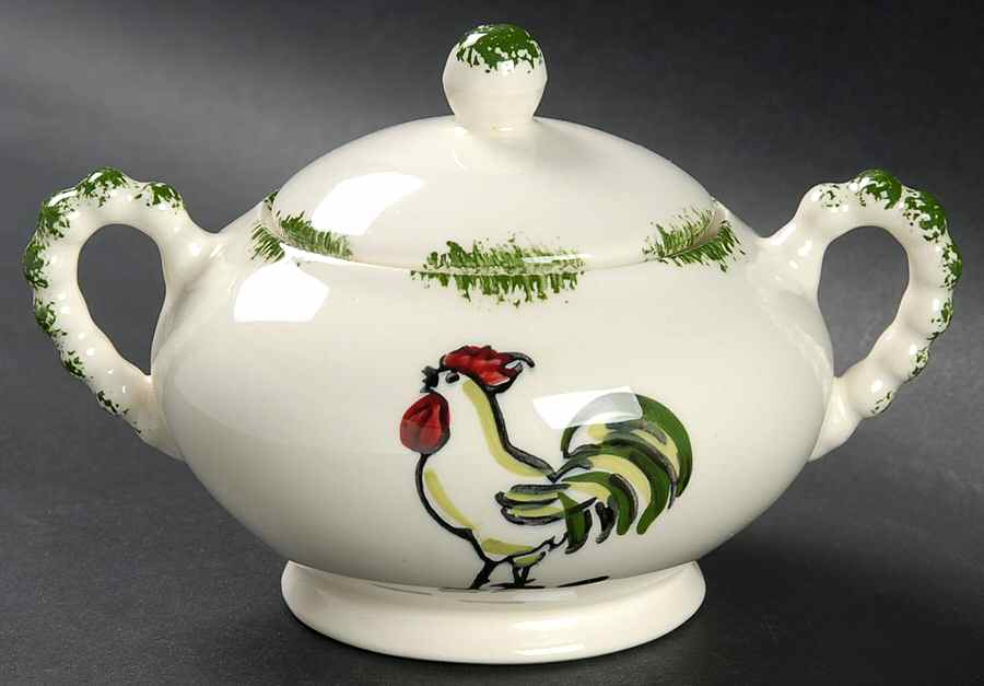 Cock o' the Walk Sugar Bowl & Lid by Blue Ridge Southern Pottery-1