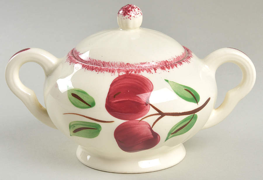 Crab Apple Sugar Bowl & Lid by Blue Ridge Southern Pottery-1