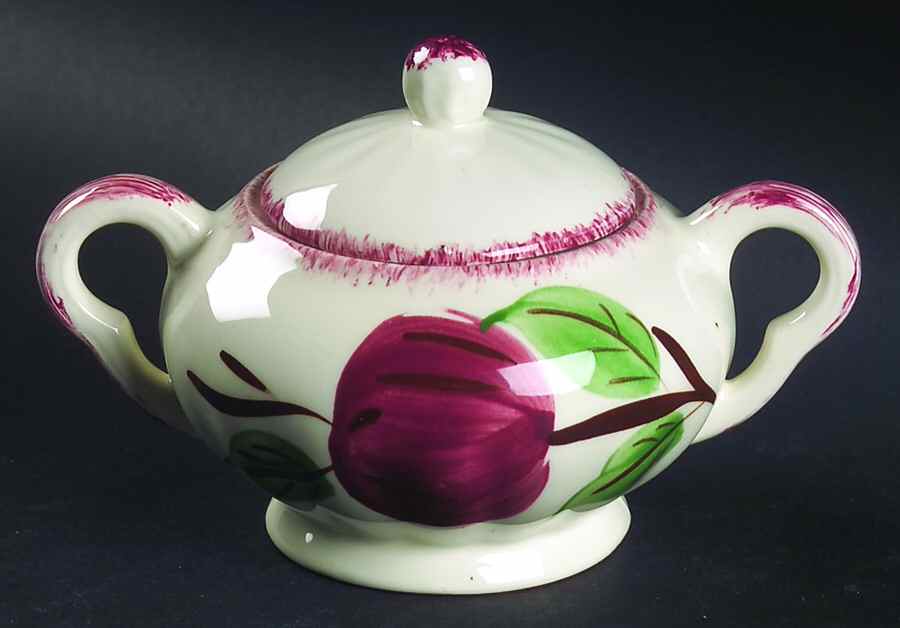 Crab Apple Sugar Bowl & Lid by Blue Ridge Southern Pottery-1
