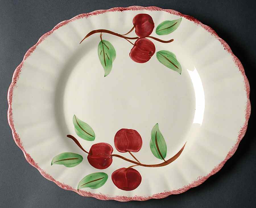 Crab Apple 14" Oval Serving Platter by Blue Ridge Southern Pottery-1