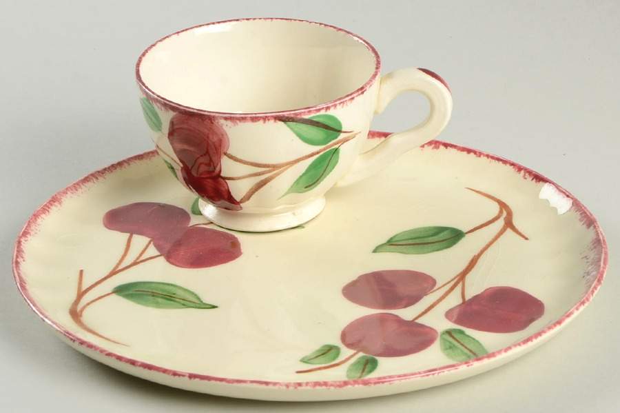 Crab Apple Snack Plate & Cup Set by Blue Ridge Southern Pottery-1