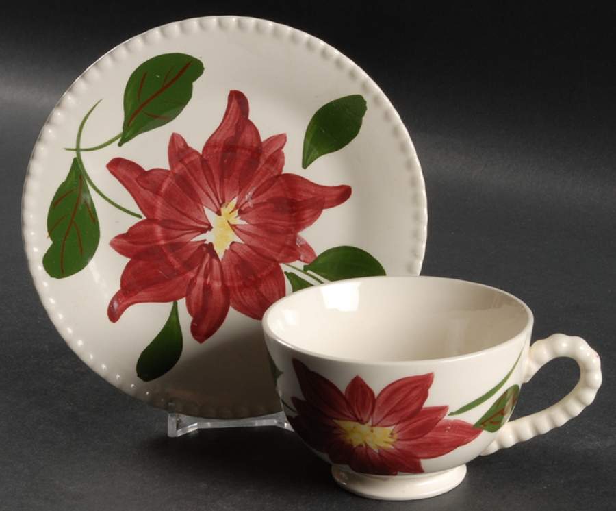 Dahlia Footed Cup & Saucer Set by Blue Ridge Southern Pottery-1