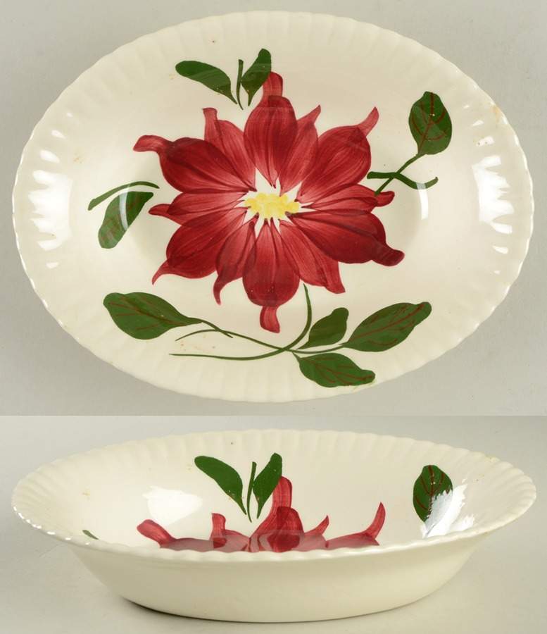 Dahlia 9" Oval Vegetable Bowl by Blue Ridge Southern Pottery-1