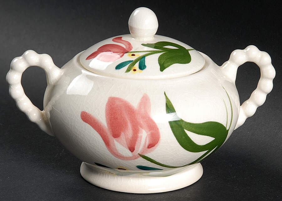 Dutch Bouquet Sugar Bowl & Lid by Blue Ridge Southern Pottery-1