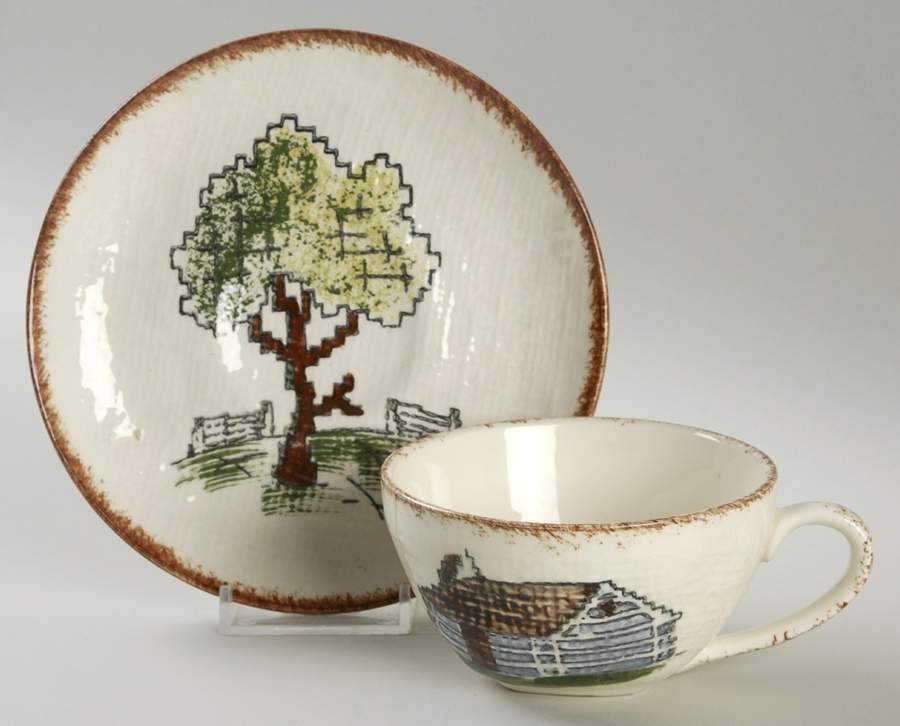 Eventide Flat Cup & Saucer Set by Blue Ridge Southern Pottery-1