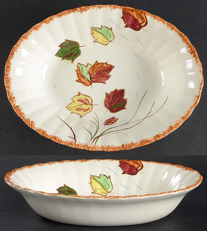 Falling Leaves 9" Oval Vegetable Bowl by Blue Ridge Southern Pottery-1