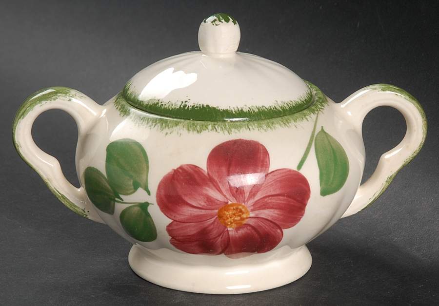 Flower Ring Sugar Bowl & Lid by Blue Ridge Southern Pottery-1
