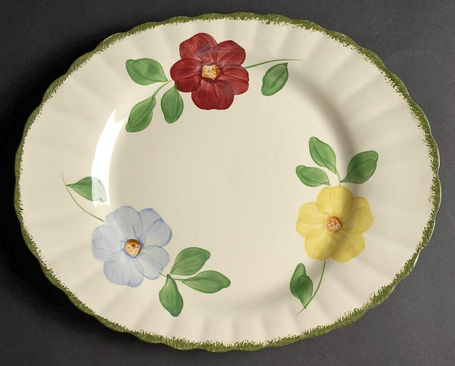Flower Ring 14" Oval Serving Platter by Blue Ridge Southern Pottery-1