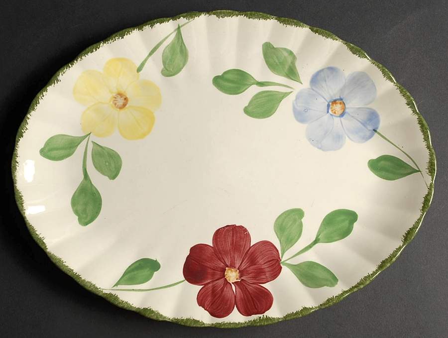 Flower Ring 13" Oval Serving Platter by Blue Ridge Southern Pottery-1