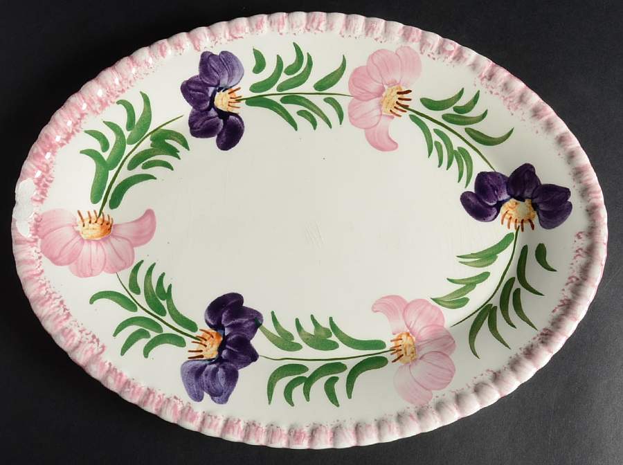 Flower Wreath 13" Oval Serving Platter by Blue Ridge Southern Pottery-1