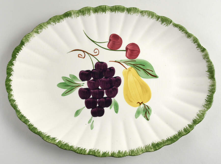Fruit Fantasy 15" Oval Serving Platter by Blue Ridge Southern Pottery-1