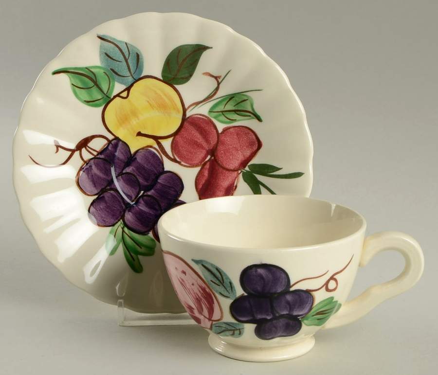 Fruit Punch Footed Cup & Saucer Set by Blue Ridge Southern Pottery-1