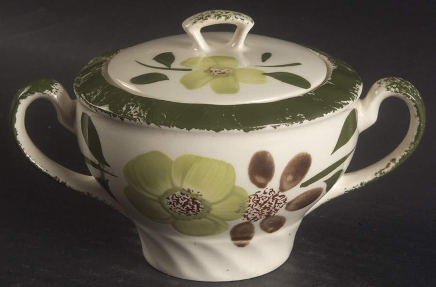 Green Briar Sugar Bowl & Lid by Blue Ridge Southern Pottery-1