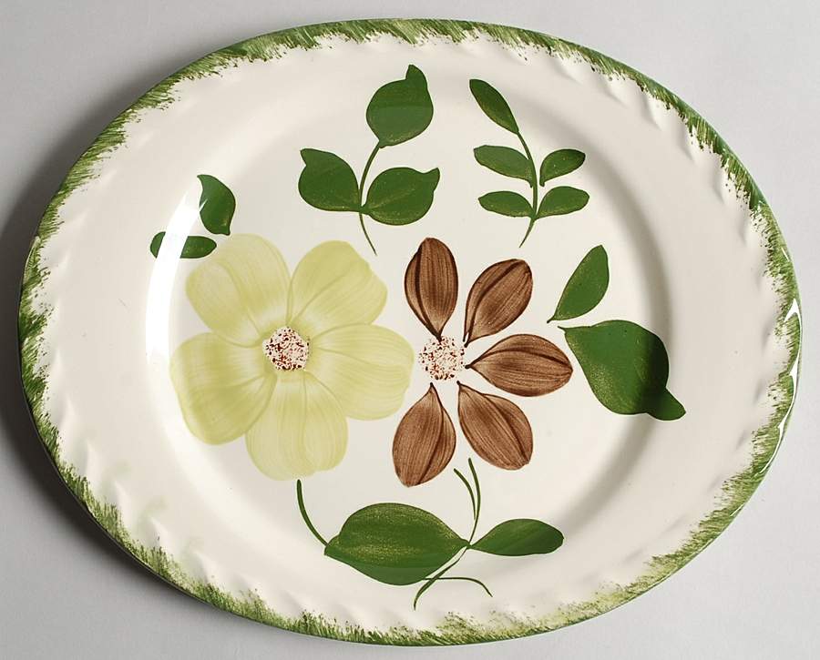 Green Briar 13" Oval Serving Platter by Blue Ridge Southern Pottery-1