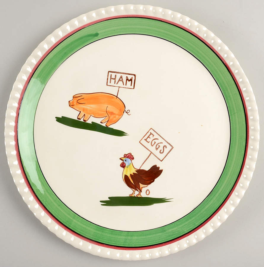 Ham 'N Eggs 11" Round Buffet Plate by Blue Ridge Southern Pottery-1
