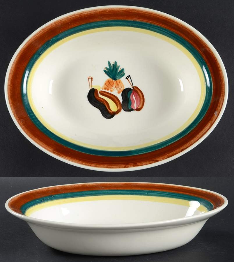 Hawaiian Fruit 9" Oval Vegetable Bowl by Blue Ridge Southern Pottery-1