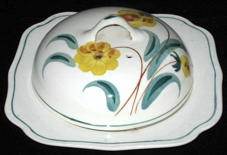 Jonquil Square Covered Butter by Blue Ridge Southern Pottery-1