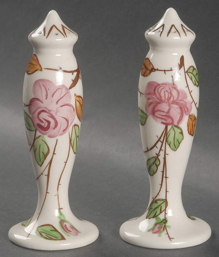 Kibler's Rose Salt & Pepper Set by Blue Ridge Southern Pottery-1