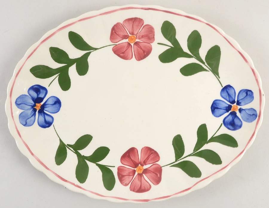 Laurel Wreath Petunia 13" Oval Serving Platter by Blue Ridge Southern Pottery-1