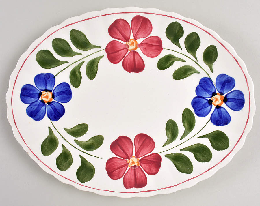Laurel Wreath Petunia 11" Oval Serving Platter by Blue Ridge Southern Pottery-1