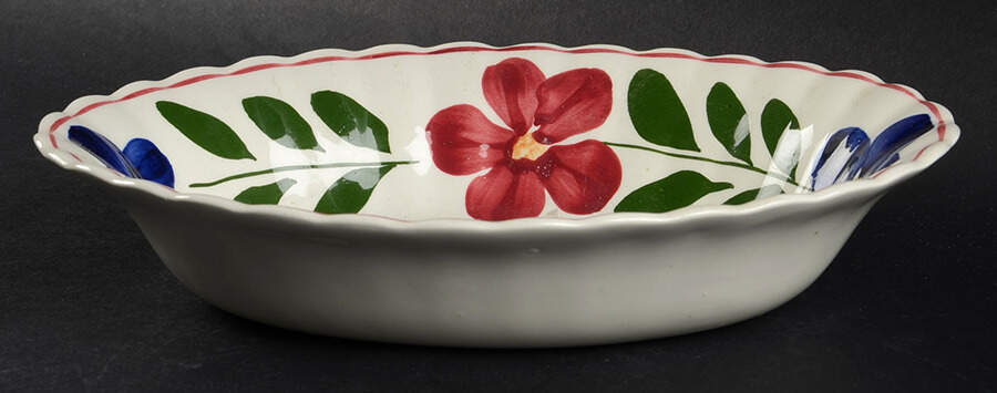Laurel Wreath Petunia 9" Oval Vegetable Bowl by Blue Ridge Southern Pottery-1