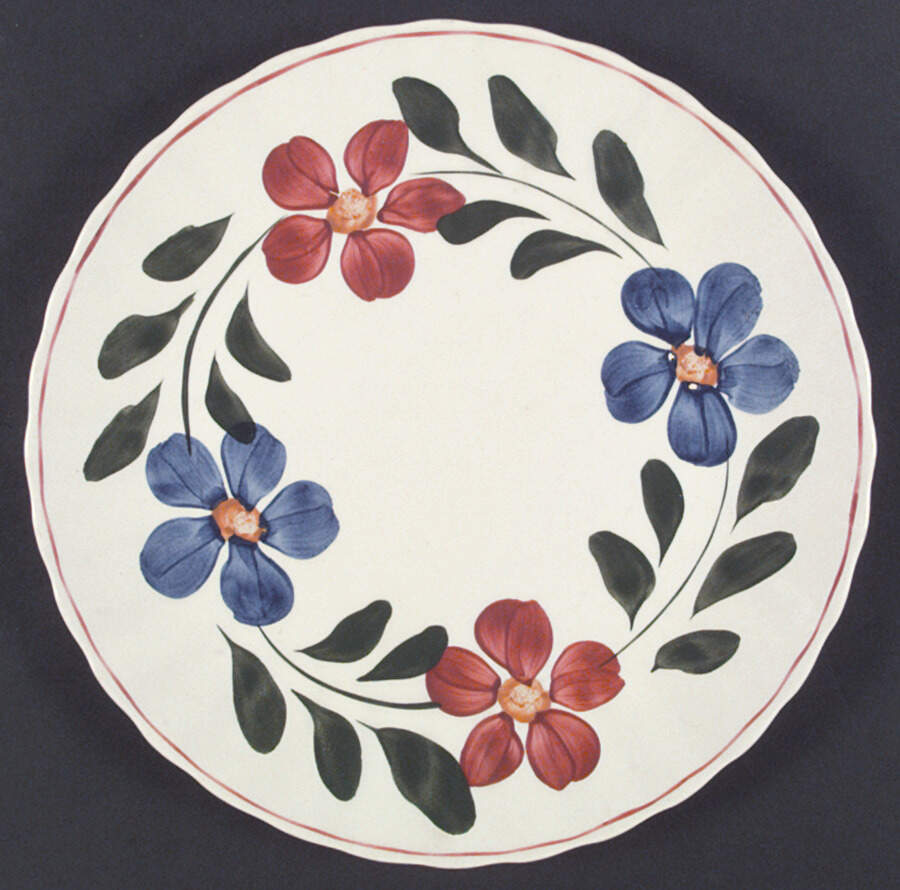 Laurel Wreath Petunia Dinner Plate by Blue Ridge Southern Pottery-1